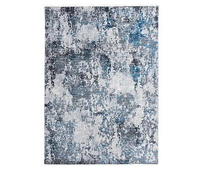 Harvey Blue & Gray Abstract Area Rug, (6.7' x 9')