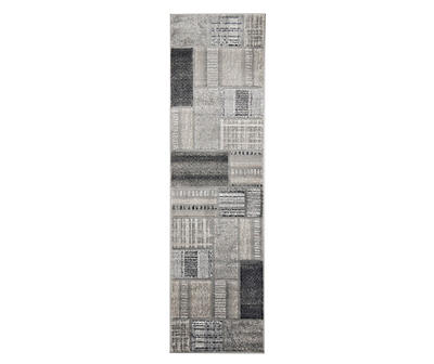 Destan Charcoal & Gray Patchwork Runner Rug, (2' x 7')
