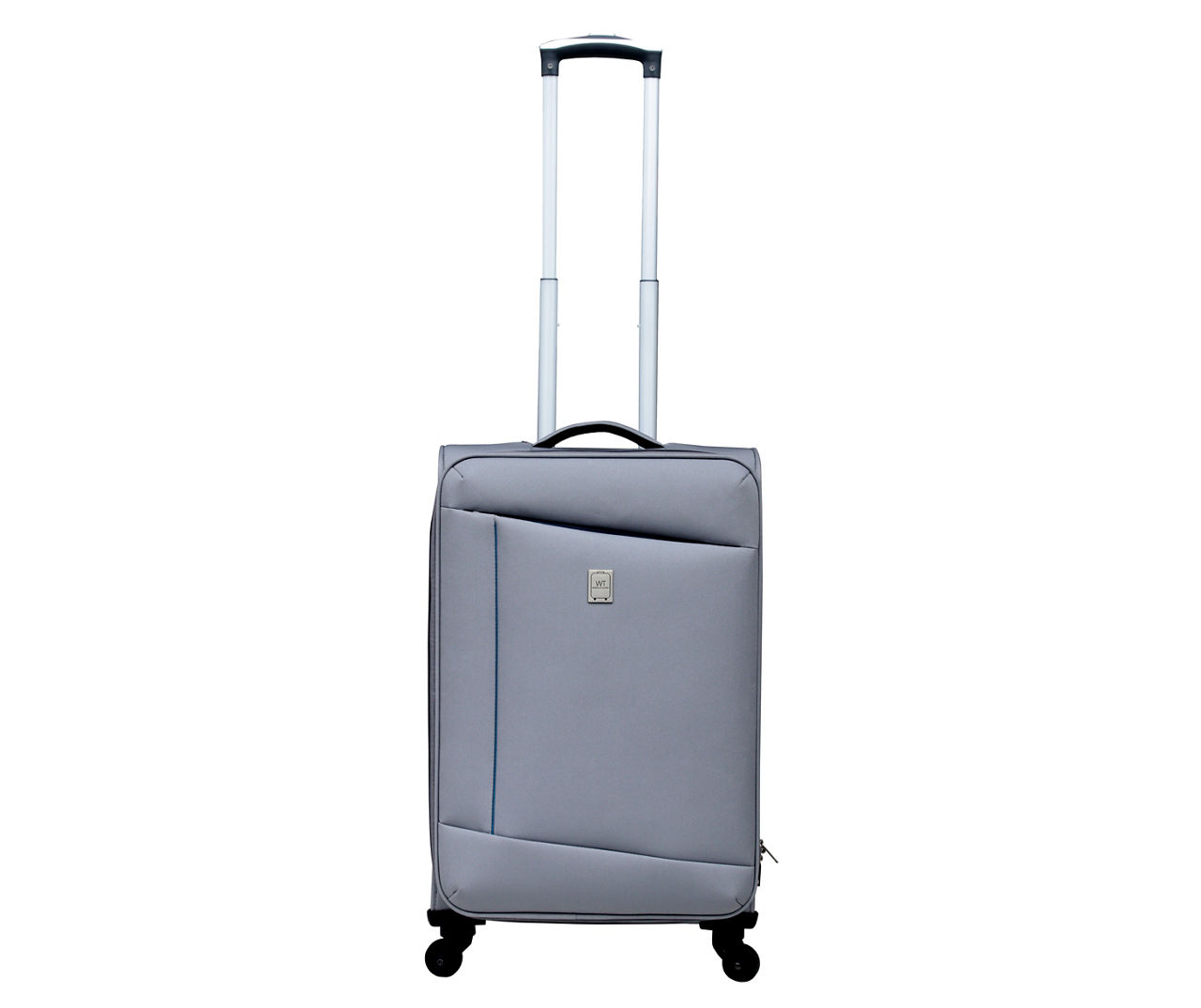 Gray & Blue Contrast-Lines Lightweight Softside Spinner Carry-On Suitcase, (20")