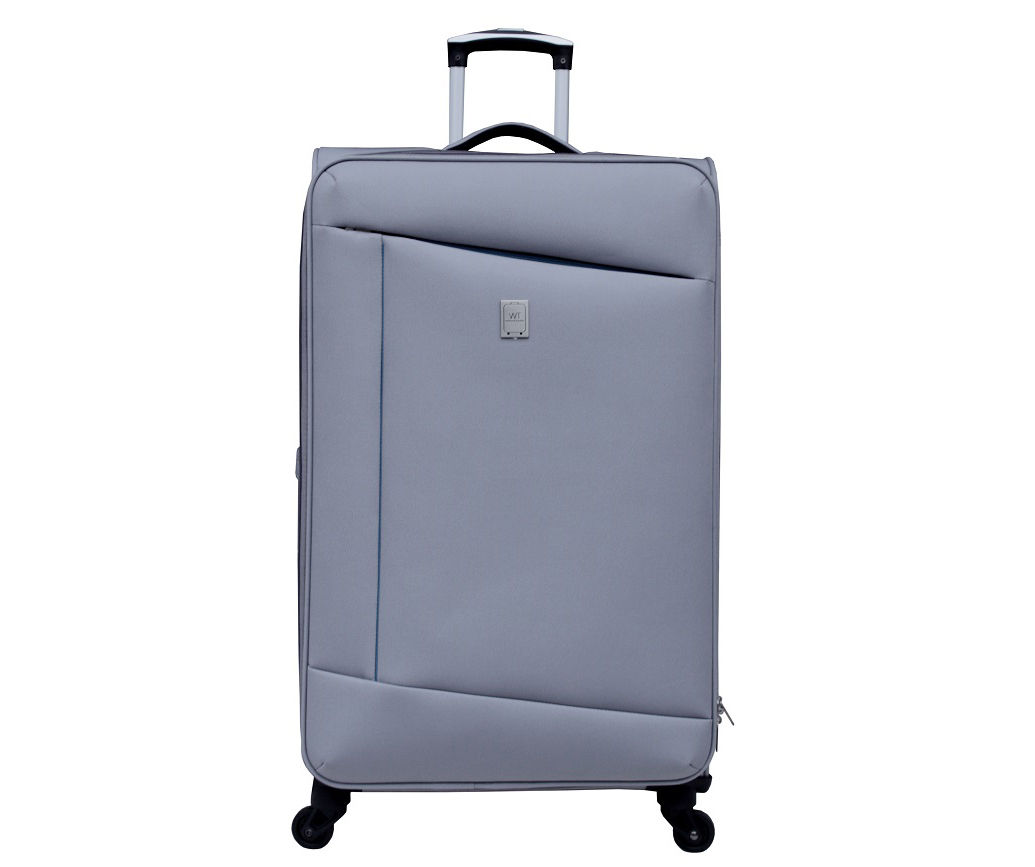 weekend traveler Gray Blue Contrast Lines Lightweight Softside Spinner Suitcase 28 Big Lots