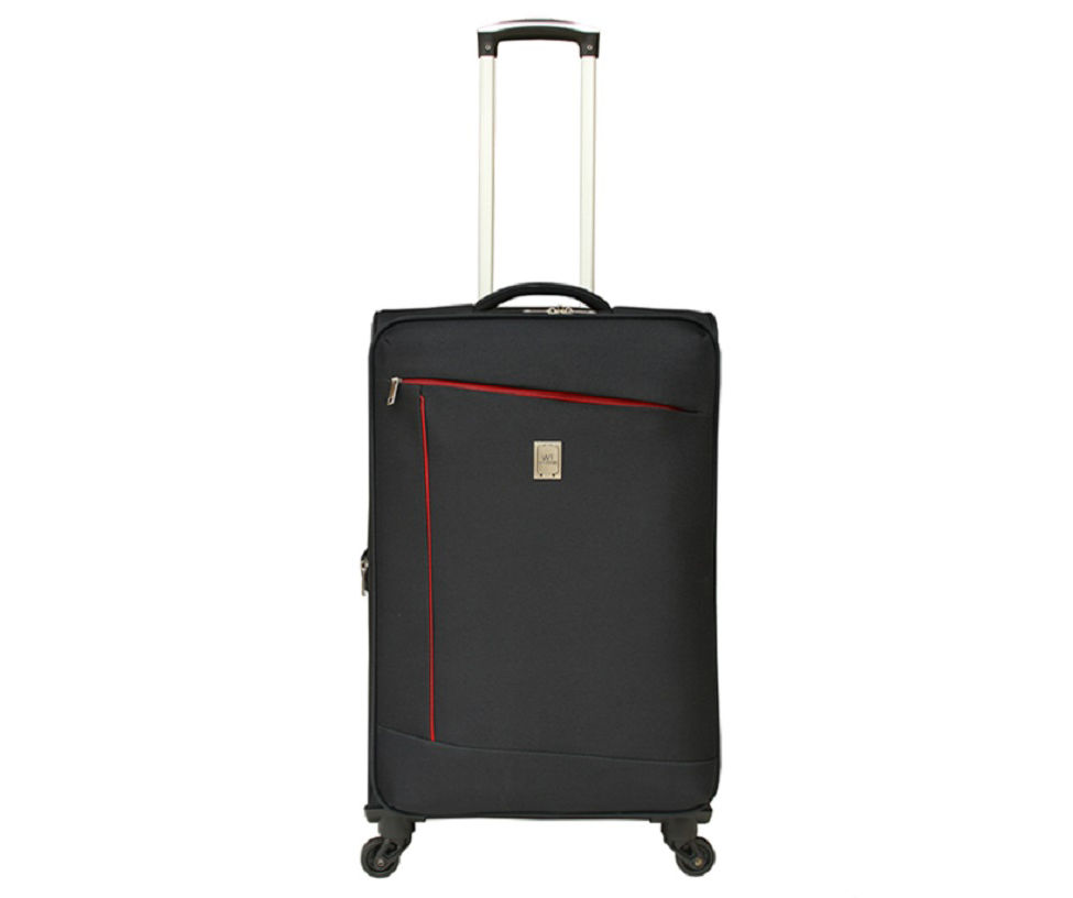 Black & Red Contrast-Lines Lightweight Softside Spinner Suitcase (24")
