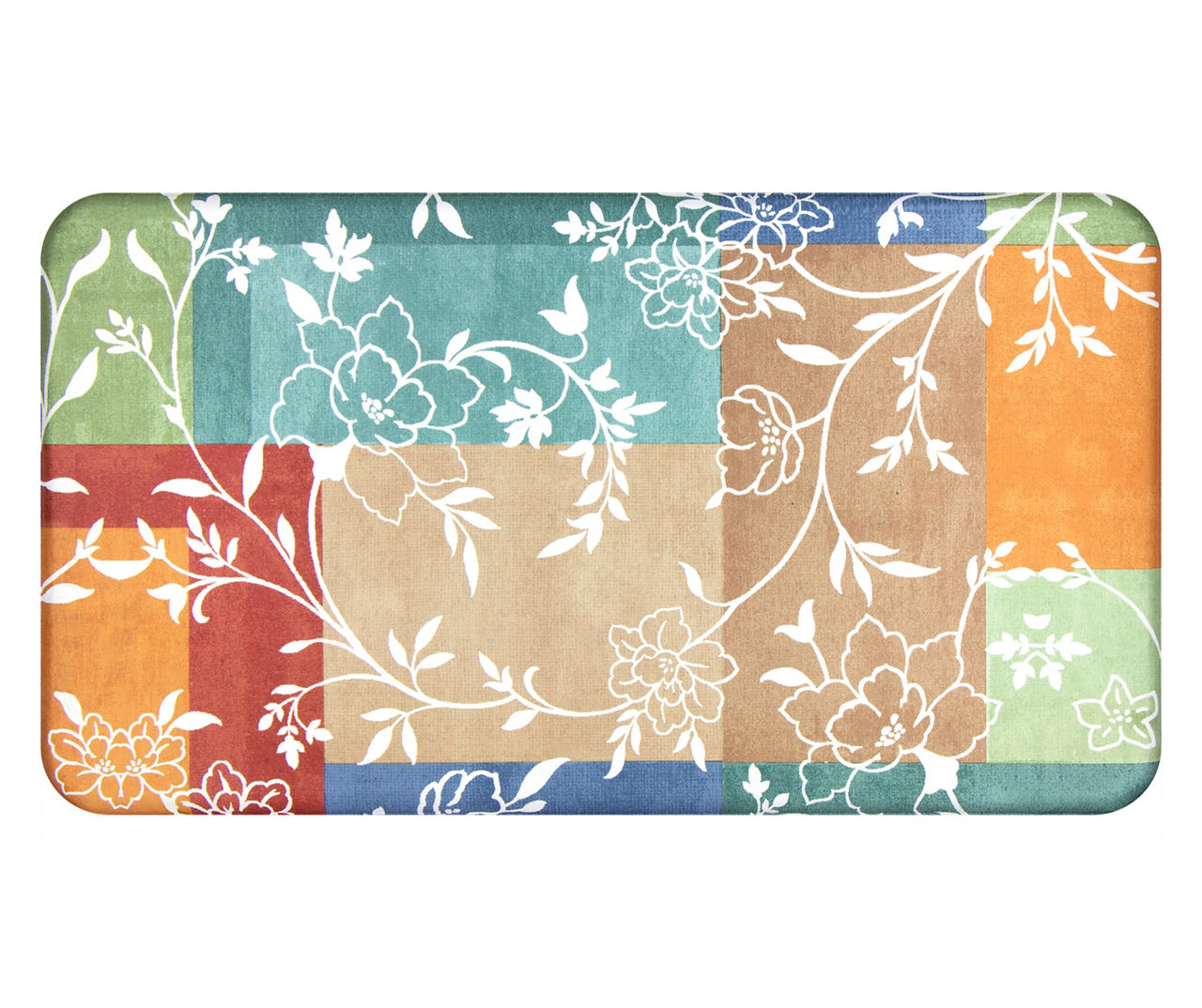 Brown, Blue & Red Weathered Blocks Soft Step Kitchen Mat Big Lots