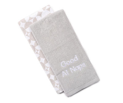 Gray & White Moon 2-Piece Hand Towel Set