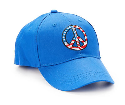 Blue US Flag Peace Sign Baseball Cap