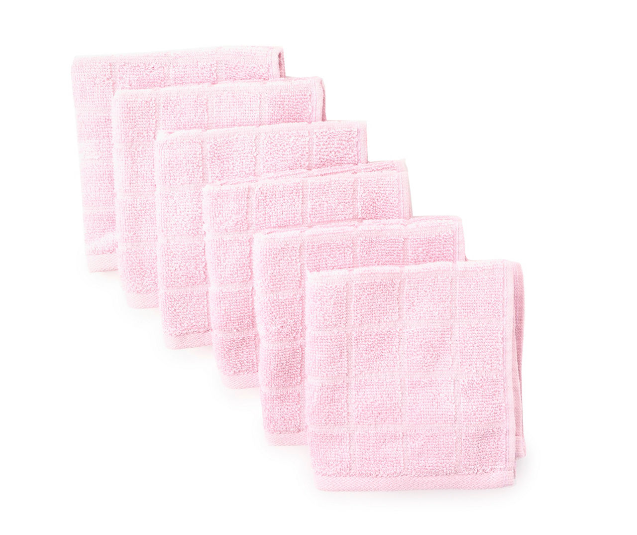 Pink Lavender Windowpane Texture Washcloth, 6-Pack