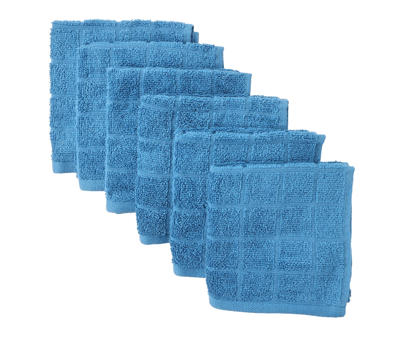 Blue Sapphire Windowpane Texture Washcloth, 6-Pack