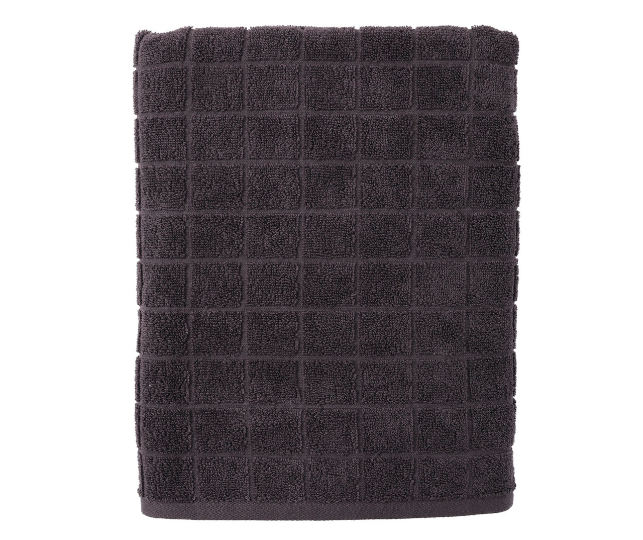 Black Onyx Windowpane Texture Bath Towel