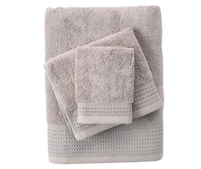 Drizzle Gray Waffle-Accent Bath Towel