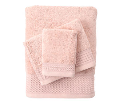 Cameo Rose Waffle-Accent Bath Towel