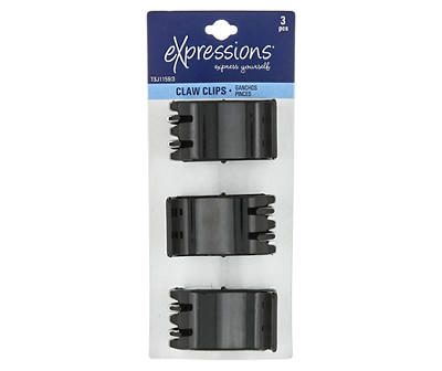 Black Claw Clips, 3-Pack