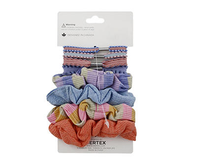 Blue & Orange 8-Piece Hair Tie & Mini Scrunchie Set