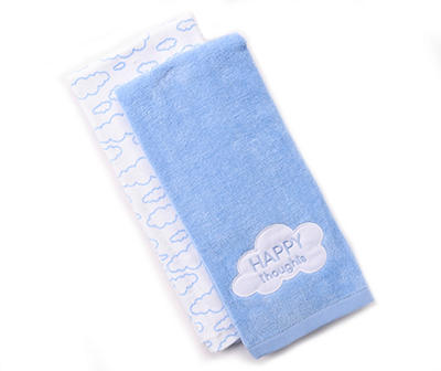 Blue & White Cloud 2-Piece Hand Towel Set