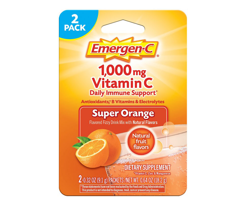 EmergenC Super Orange 1000mg Vitamin C Fizzy Drink Mix, 2Count Big Lots
