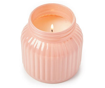 Rose Lavender Pink Rib Jar Candle, 16.5 Oz.
