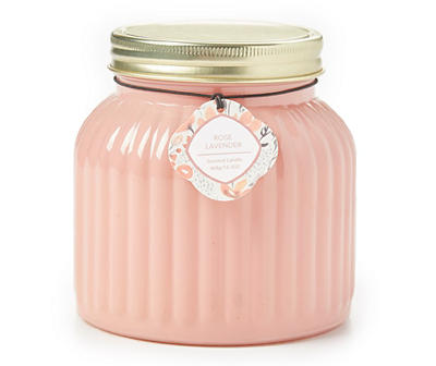 Rose Lavender Pink Rib Jar Candle, 16.5 Oz.