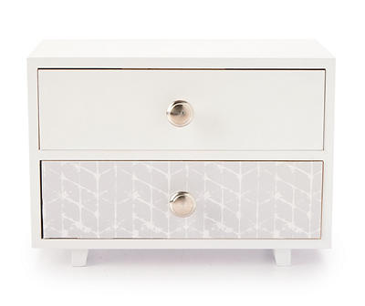 White Geometric 2-Drawer Tabletop Cabinet