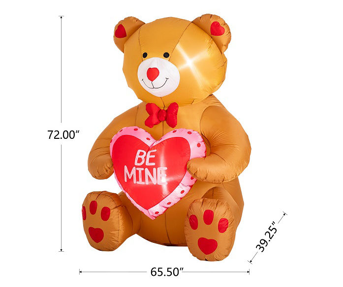 6' Inflatable LED Bear & "Be Mine" Heart