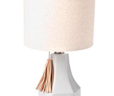 Gray Geometric Ceramic Table Lamp With Beige Shade