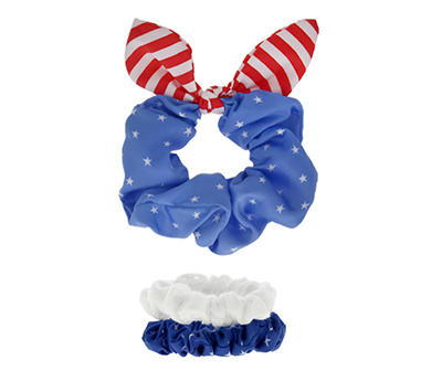 Red & Blue Americana Mixed 3-Piece Scrunchie Set