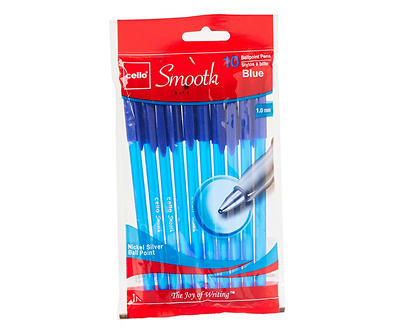 Cello Blue Smooth Ballpoint Pens, 10-Pack