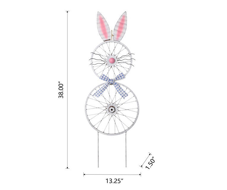 38" White Bunny Wheel Yard Stake 
