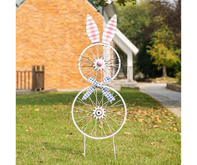 38" White Bunny Wheel Yard Stake 