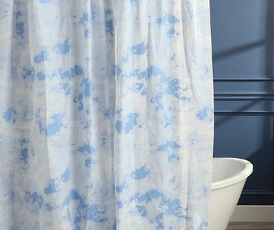 Blue & White Cloud 13-Piece PEVA Shower Curtain Set