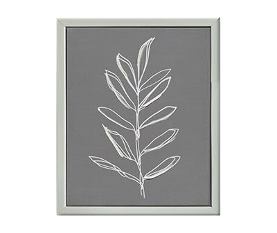 Gray Linework Leaf 2 Framed Canvas