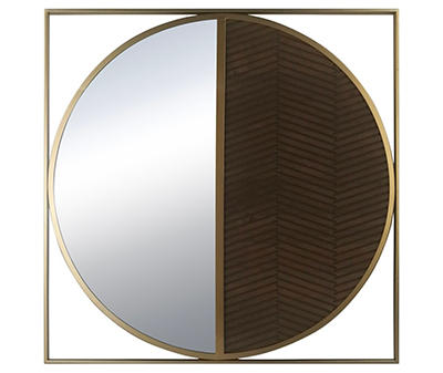Brown & Brass Split-Circle Wall Mirror