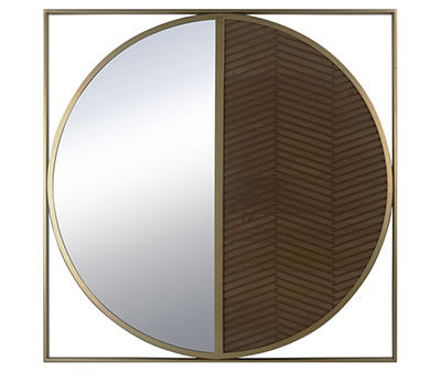 Brown & Brass Split-Circle Wall Mirror