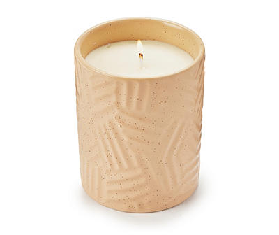 Honeysuckle Clementine Beige Abstract Ceramic Jar Candle, 13 oz.