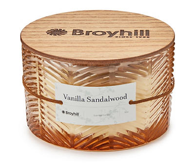 Vanilla Sandalwood Orange Herringbone-Embossed 3-Wick Jar Candle, 16 oz.