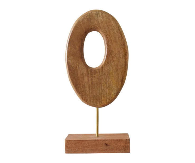 Brown Mango Wood Oblong Tabletop Sculpture, (14.5")