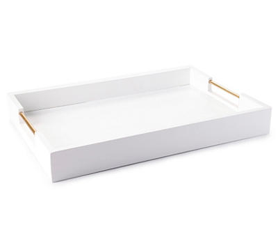 White Decorative Tray With Gold Handles