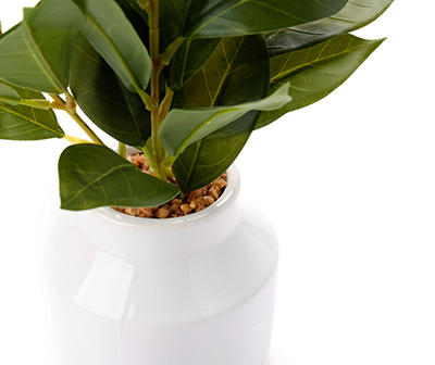 Green Artificial Banyan Plant With White Ceramic Pot