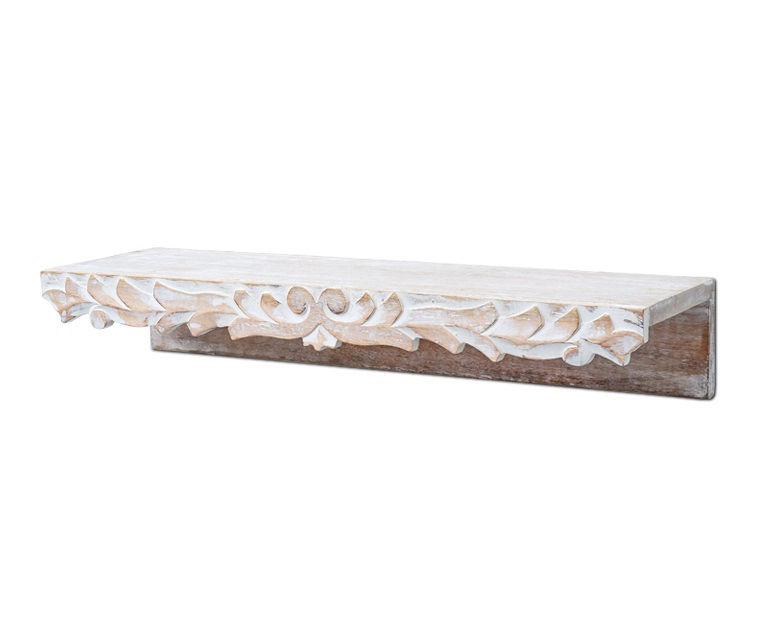 Broyhill Distressed White Carved Wood Wall Shelf Big Lots