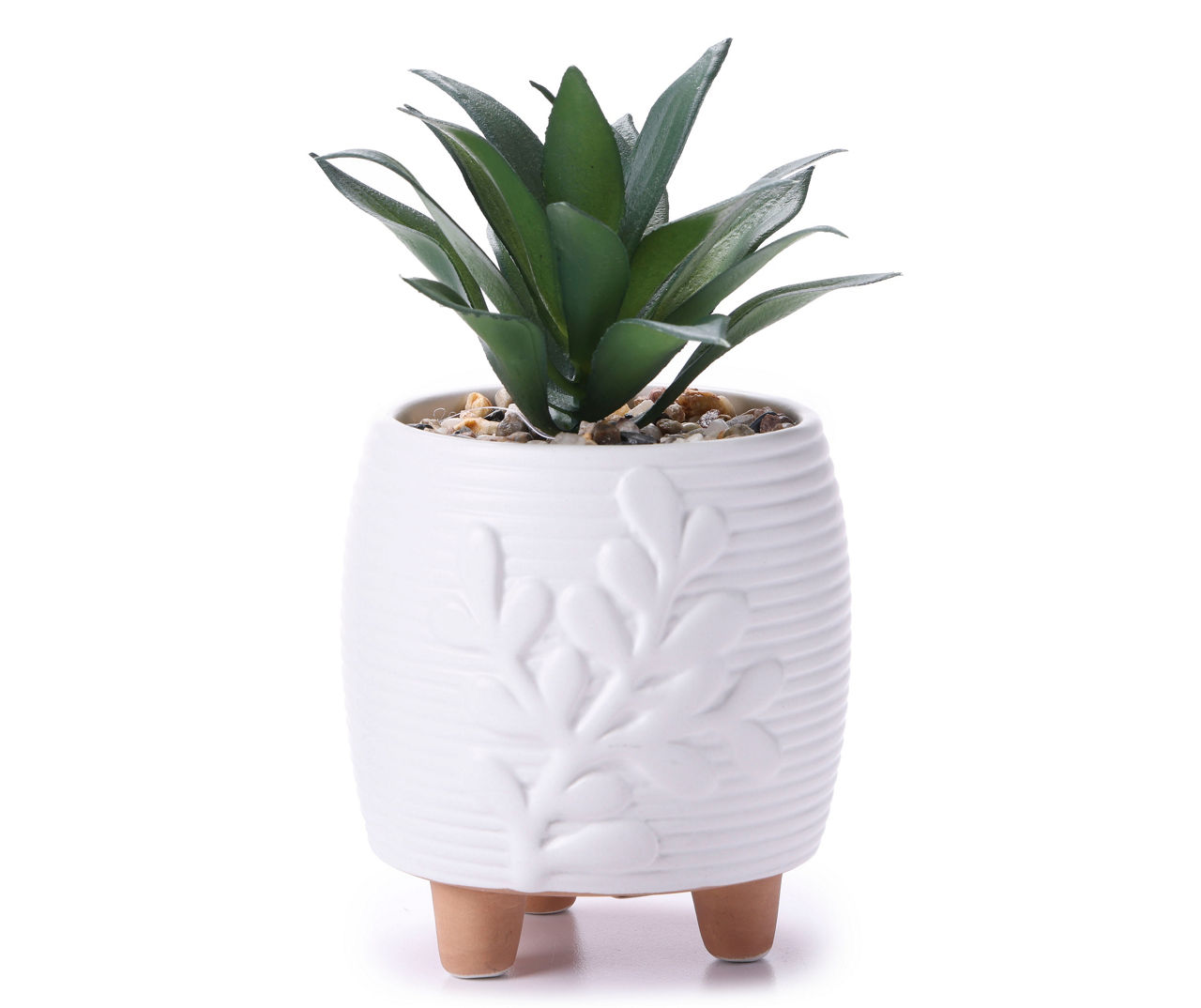 Green Artificial Succulent With White Leaf Ceramic Pot