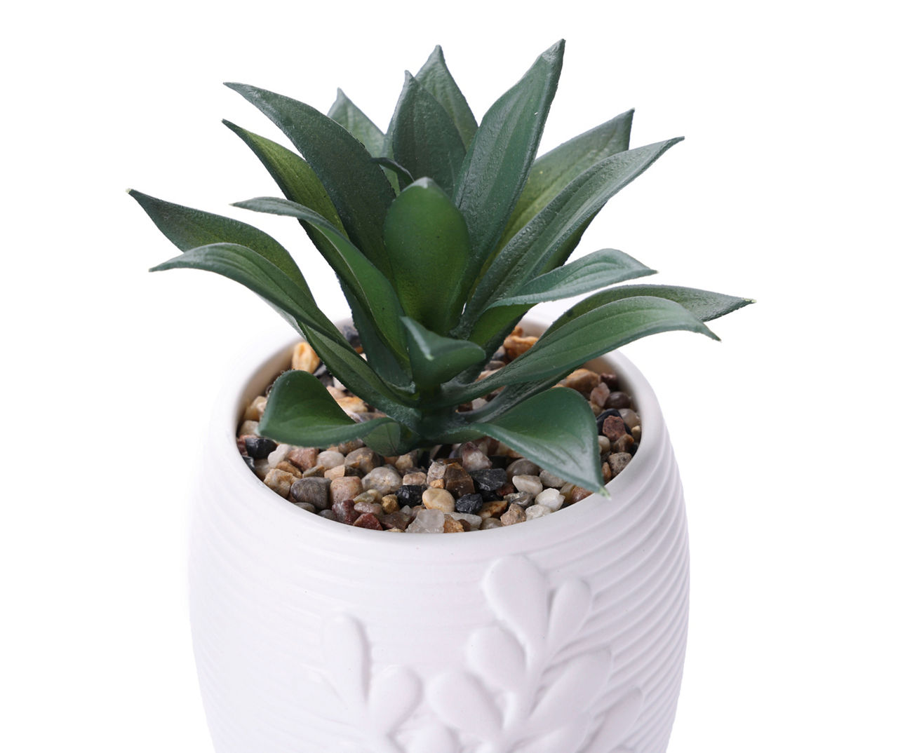 Green Artificial Succulent With White Leaf Ceramic Pot