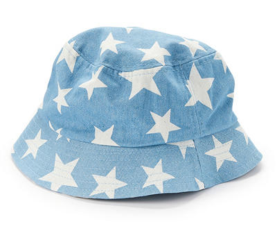 Denim Blue & White Stars Bucket Hat