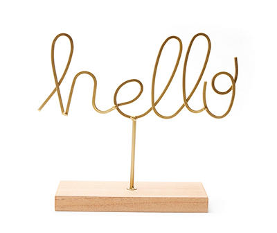 "Hello" Gold Word Tabletop Decor