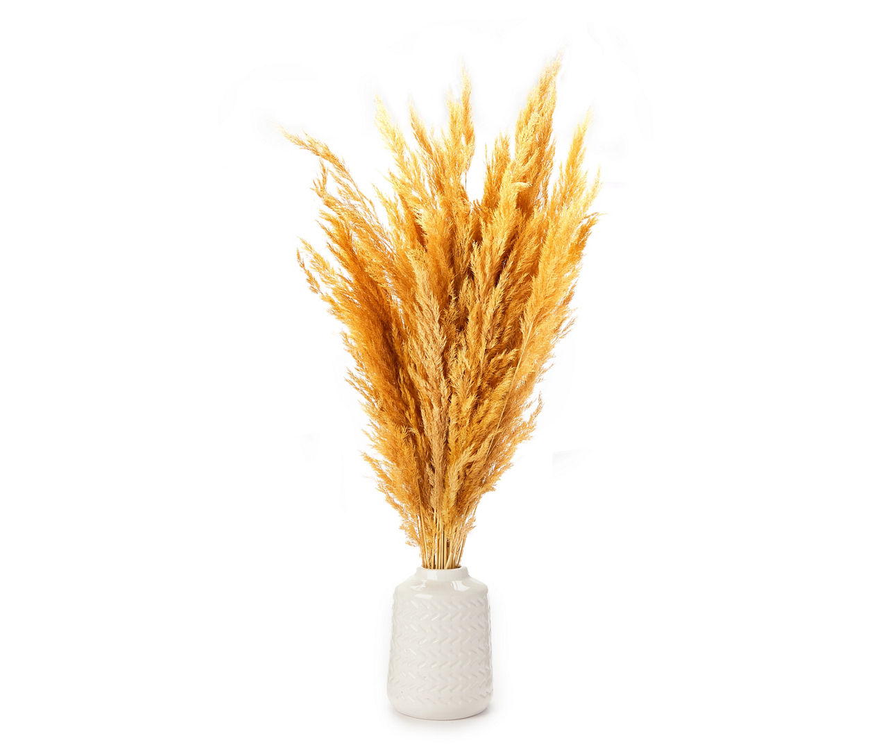 Yellow Artificial Pampas Grass With White Ceramic Vase