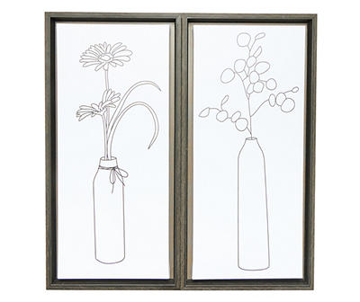 White & Black Floral Framed Canvas, 2-Pack