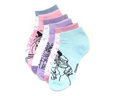 Pink, Purple & Aqua Princessess 6-Pair Ankle Socks Set