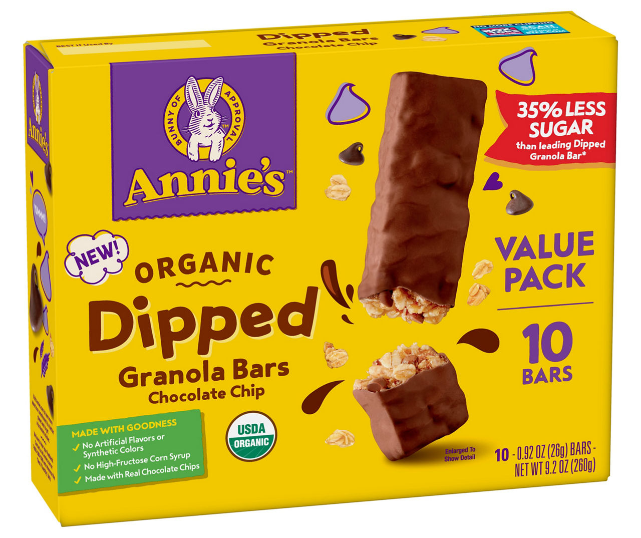 Annies Organic Dipped Chocolate Chip Granola Bars, 10Pack Big Lots