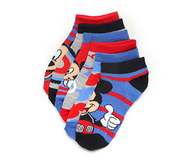 Blue, Red & Gray Mickey Mouse 6-Pair Ankle Socks Set