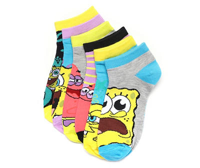 Yellow & Blue SpongeBob & Friends 6-Pair Ankle Socks Set