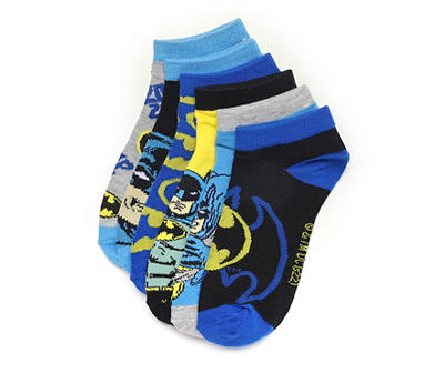 Blue, Black & Gray Batman 6-Pair Ankle Socks Set