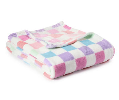 Pink & Blue Checkerboard Throw, (50