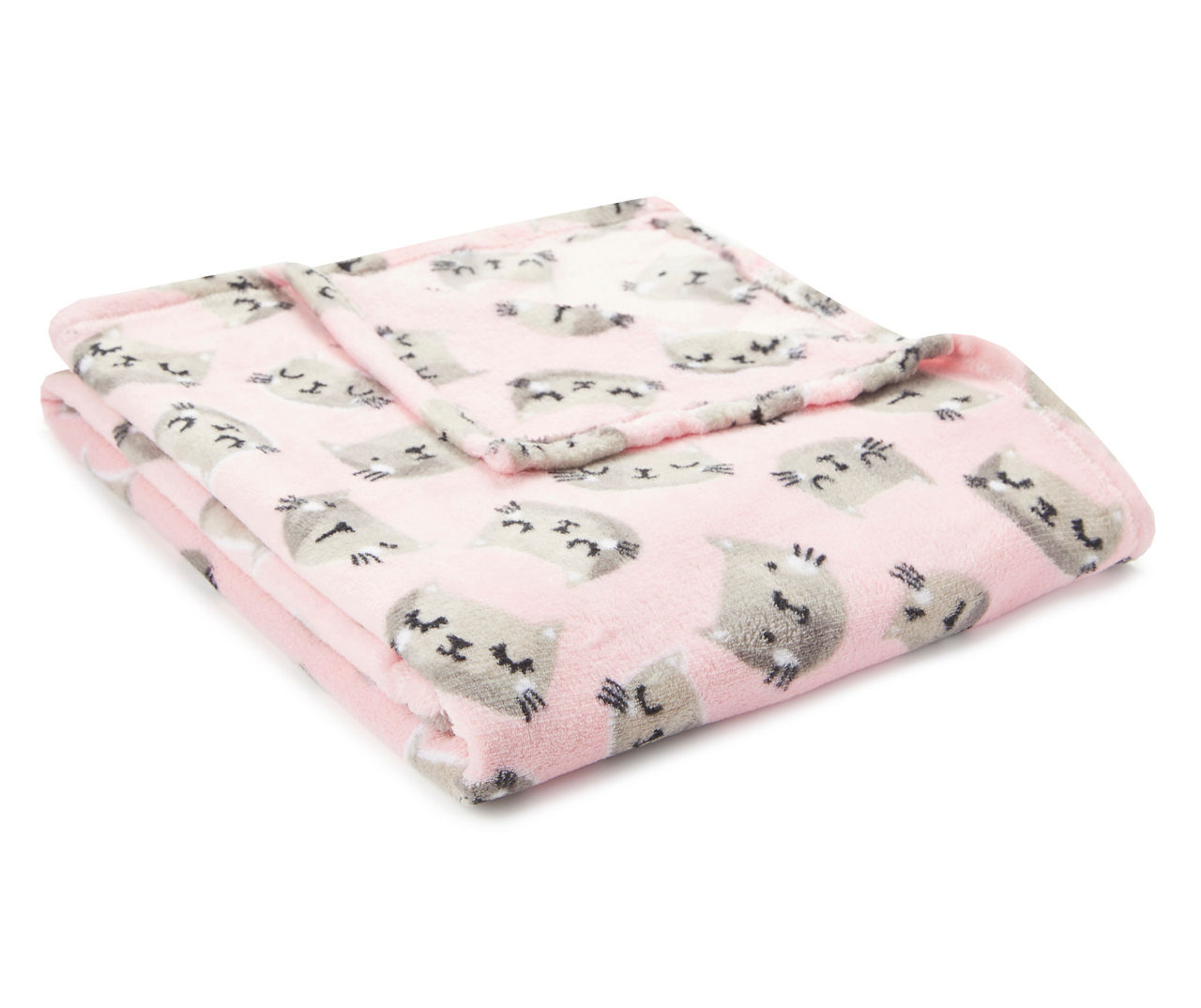 Pink Gray Cat Pattern Throw 50 x 60