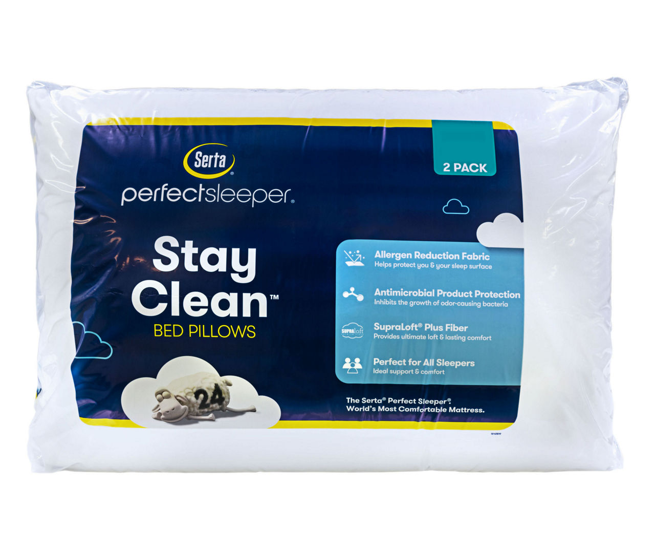 Serta Perfect Sleeper Comfy Sleep Eco-Friendly Bed Pillow, 2 Pack